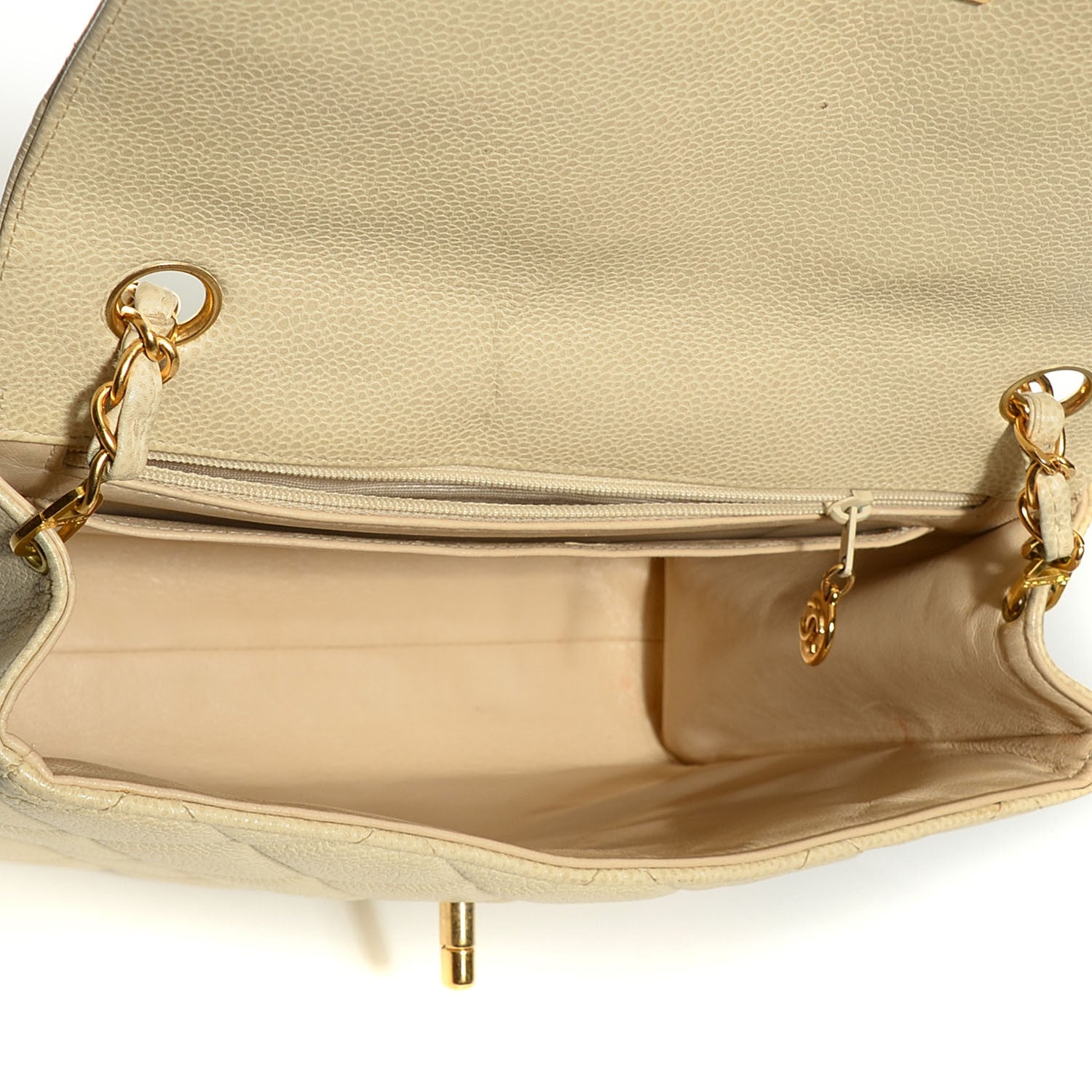 Chanel Caviar Quilted Medium Flap Shoulder Bag Beige 5 of 9
