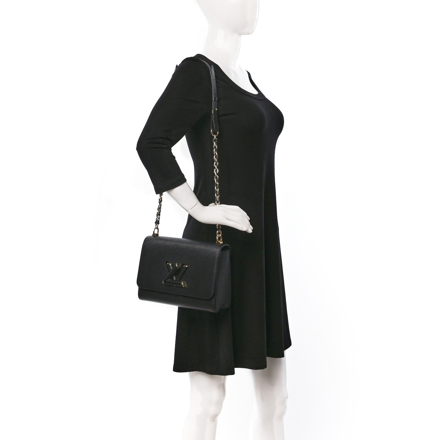 Epi Twist Shoulder Bag MM Matte Black Gold