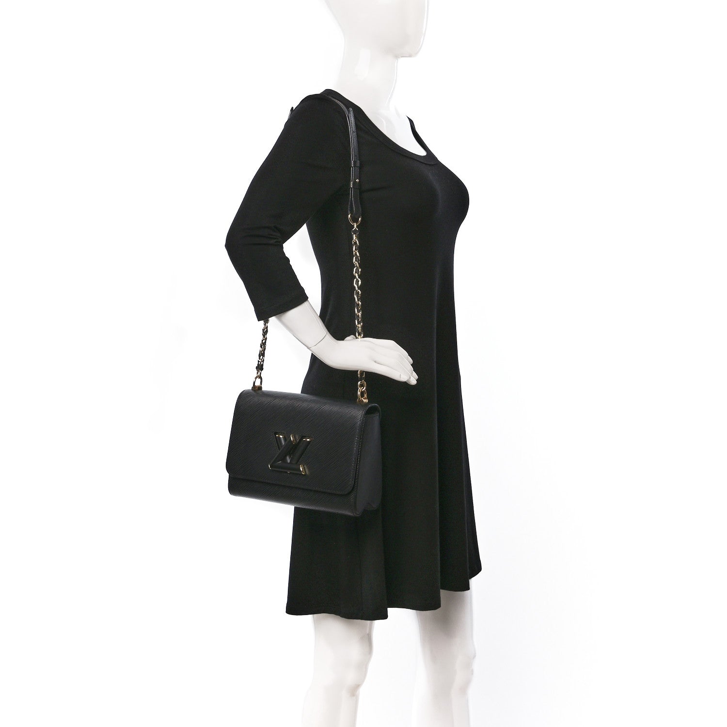 Louis Vuitton Epi Twist Shoulder Bag MM Matte Black Gold 2 of 10
