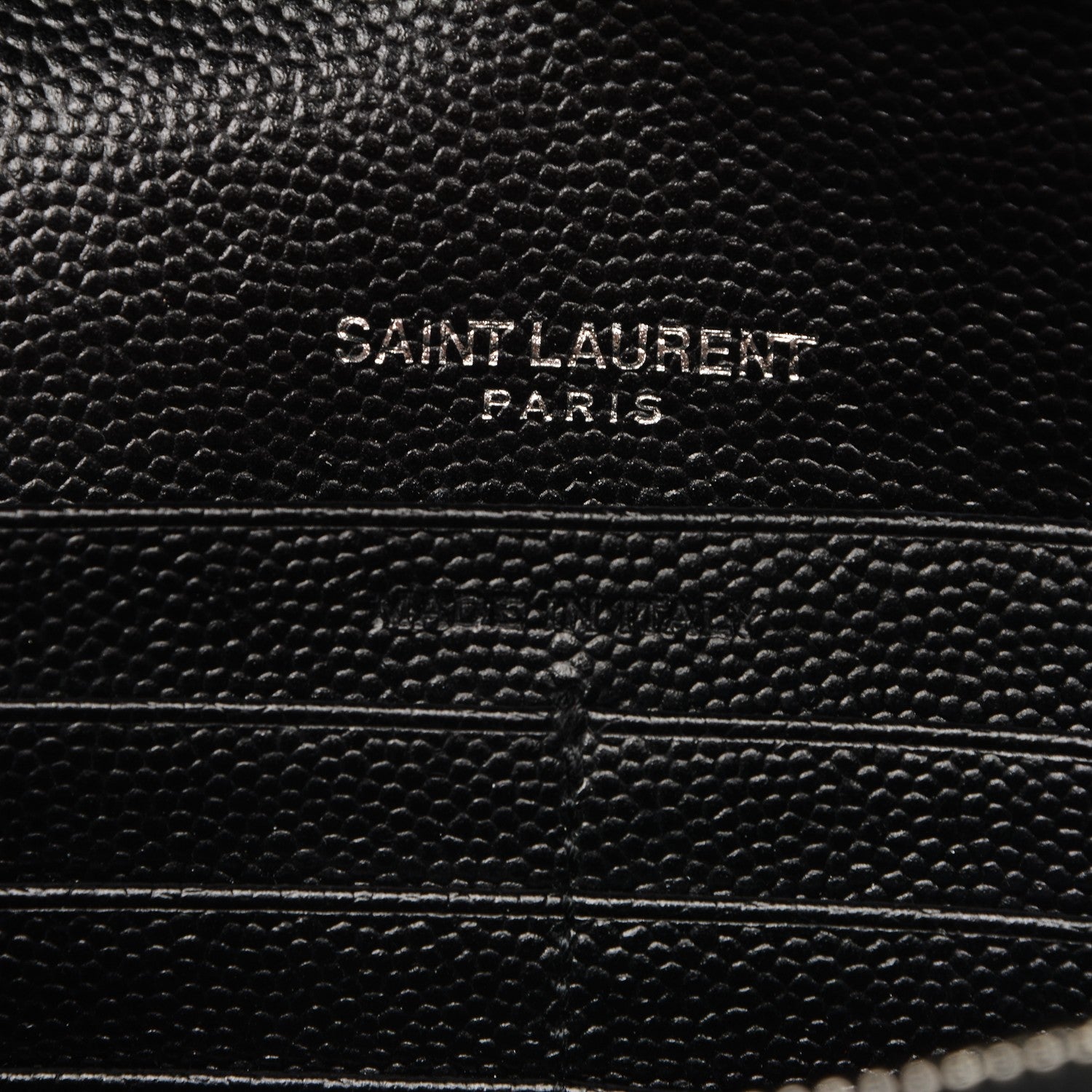 Saint Laurent Grain De Poudre Matelasse Chevron Monogram Envelope Chain Wallet Black 6 of 6