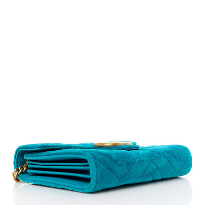 Gucci Velvet Matelasse GG Marmont Chain Wallet Pavone Cyan 4 of 10