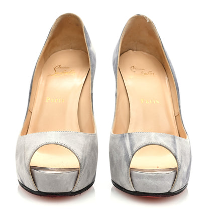 Christian Louboutin Suede Woodstock Very Prive 120 Pumps 39 Black Grey 3 of 9