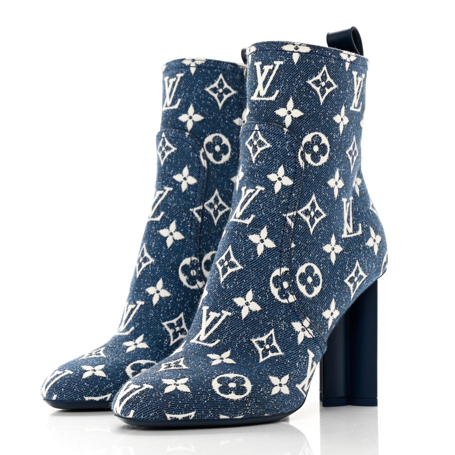 Louis Vuitton Denim Monogram Silhouette Ankle Boots 36.5 Navy Blue 3 of 9
