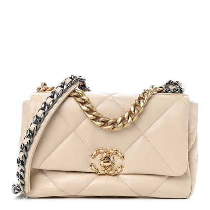 Chanel Goatskin Quilted Medium Chanel 19 Flap Beige 1 of 9