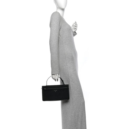 Prada Nylon Spazzolato Triangle Flat Bag Black 2 of 9
