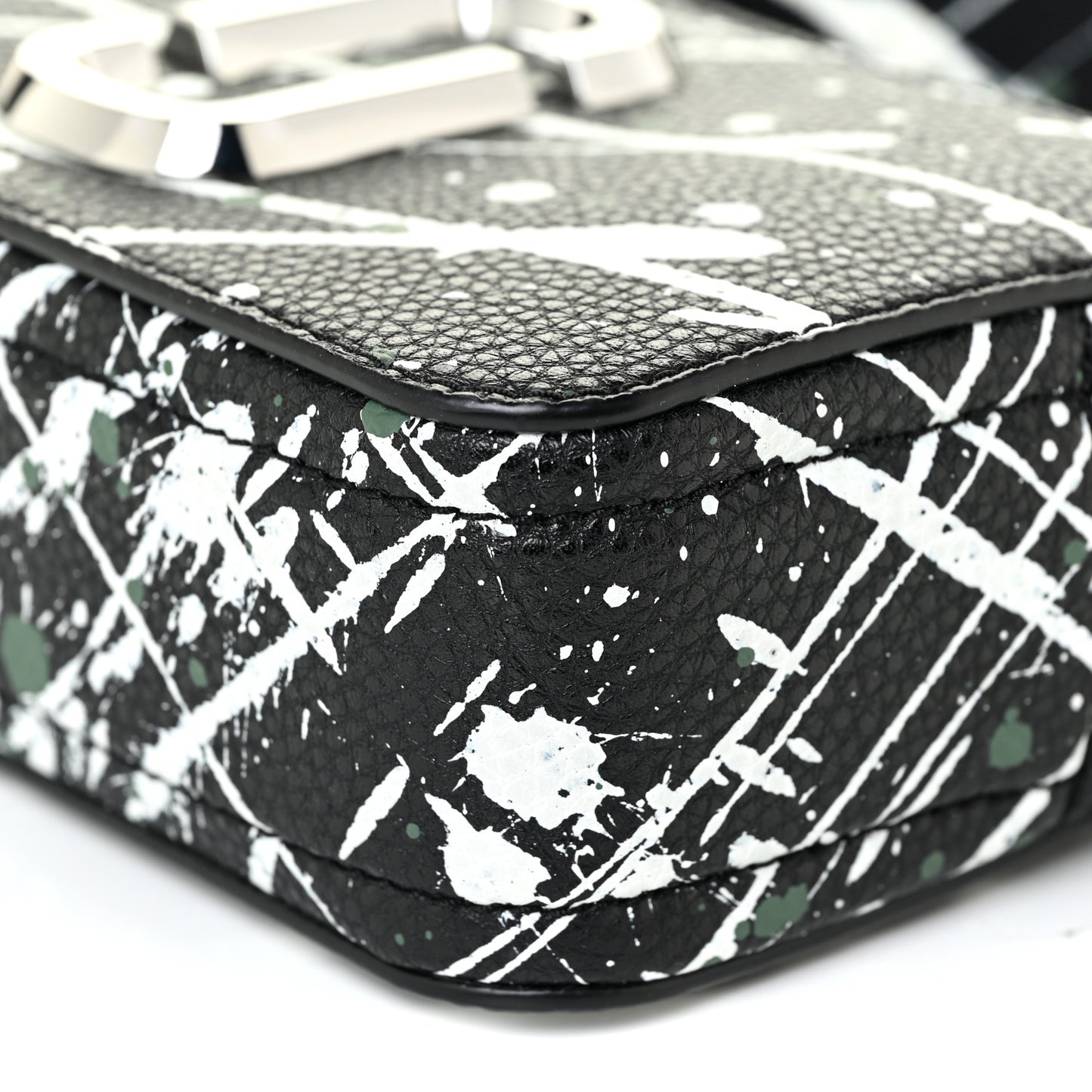 Calfskin Paint Splatter Small Snapshot Camera Bag Black Multi