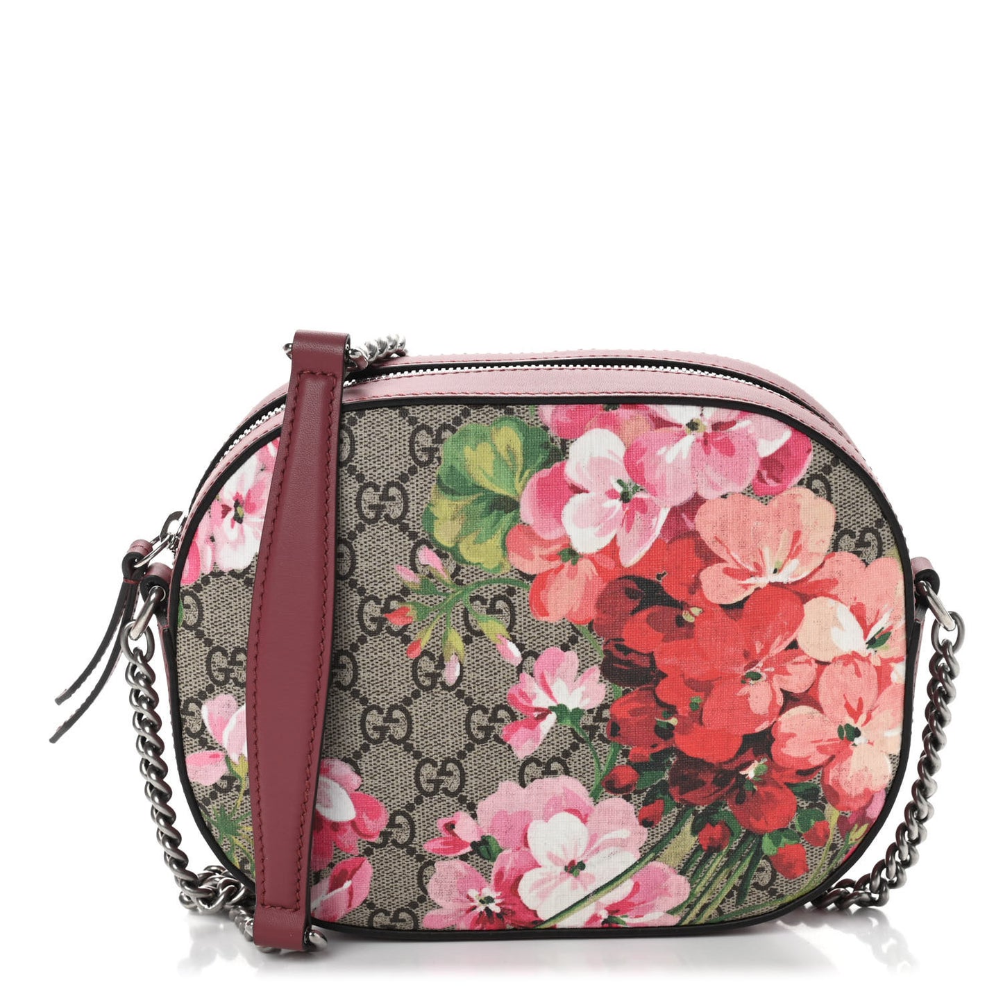 GG Supreme Monogram Blooms Mini Chain Shoulder Bag Beige Multicolor Dry Rose