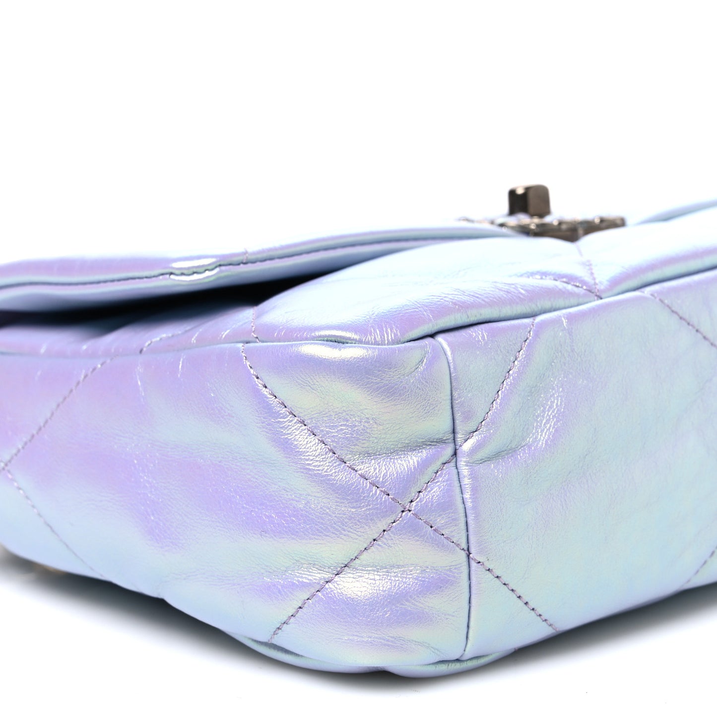 Iridescent Calfskin Quilted Medium Chanel 19 Flap Light Purple Blue