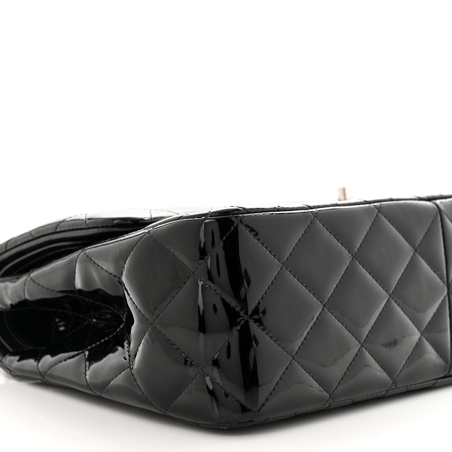 Patent Quilted Jumbo Double Flap Black
