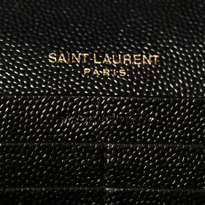 Saint Laurent Grain De Poudre Mixed Matelasse Triquilt Monogram Chain Wallet Black 6 of 10