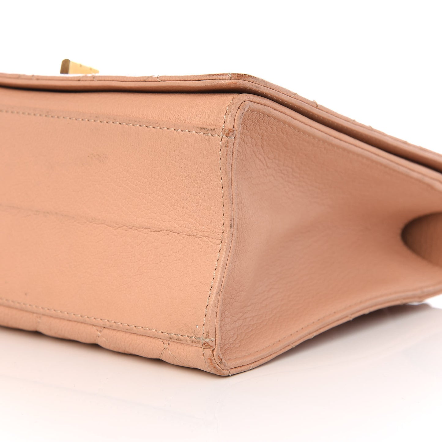 Goatskin Quilted Large Rita Top Handle Flap Beige