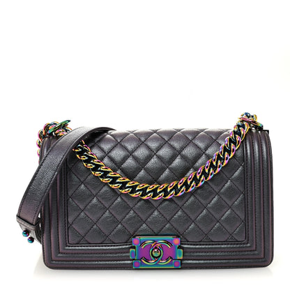 Chanel Iridescent Goatskin Quilted Medium Boy Flap Purple 1 of 10