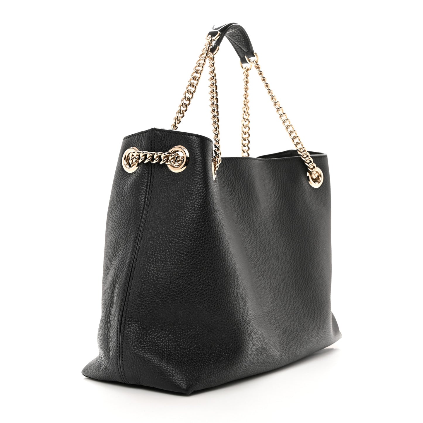 Pebbled Calfskin Medium Soho Chain Shoulder Bag Black