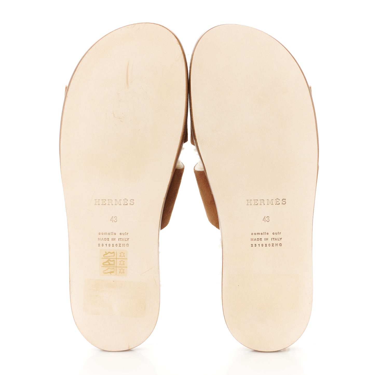 Suede Goatskin Woolskin Mens Izmir Sandals 43 Marron Teck Ecru