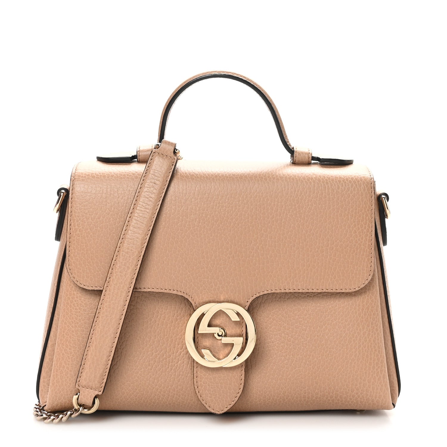 Gucci Dollar Calfskin Interlocking G Top Handle Shoulder Bag Camelia 1 of 10