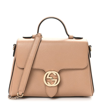Gucci Dollar Calfskin Interlocking G Top Handle Shoulder Bag Camelia 1 of 10