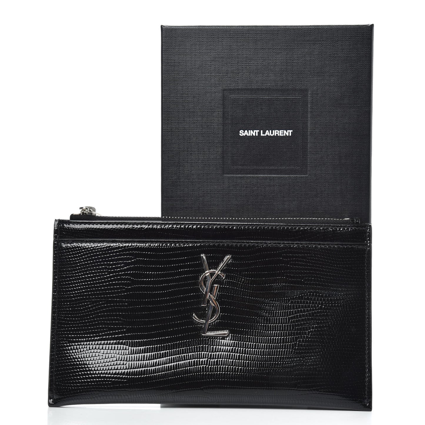 Lizard Embossed Monogram Bill Pouch Black