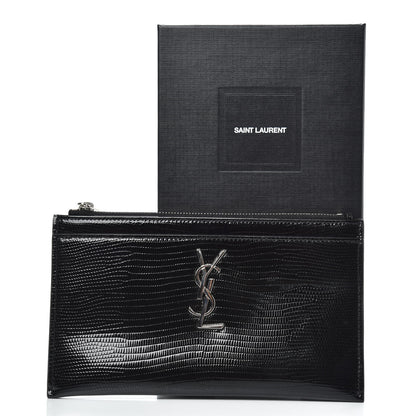 Saint Laurent Lizard Embossed Monogram Bill Pouch Black 8 of 8