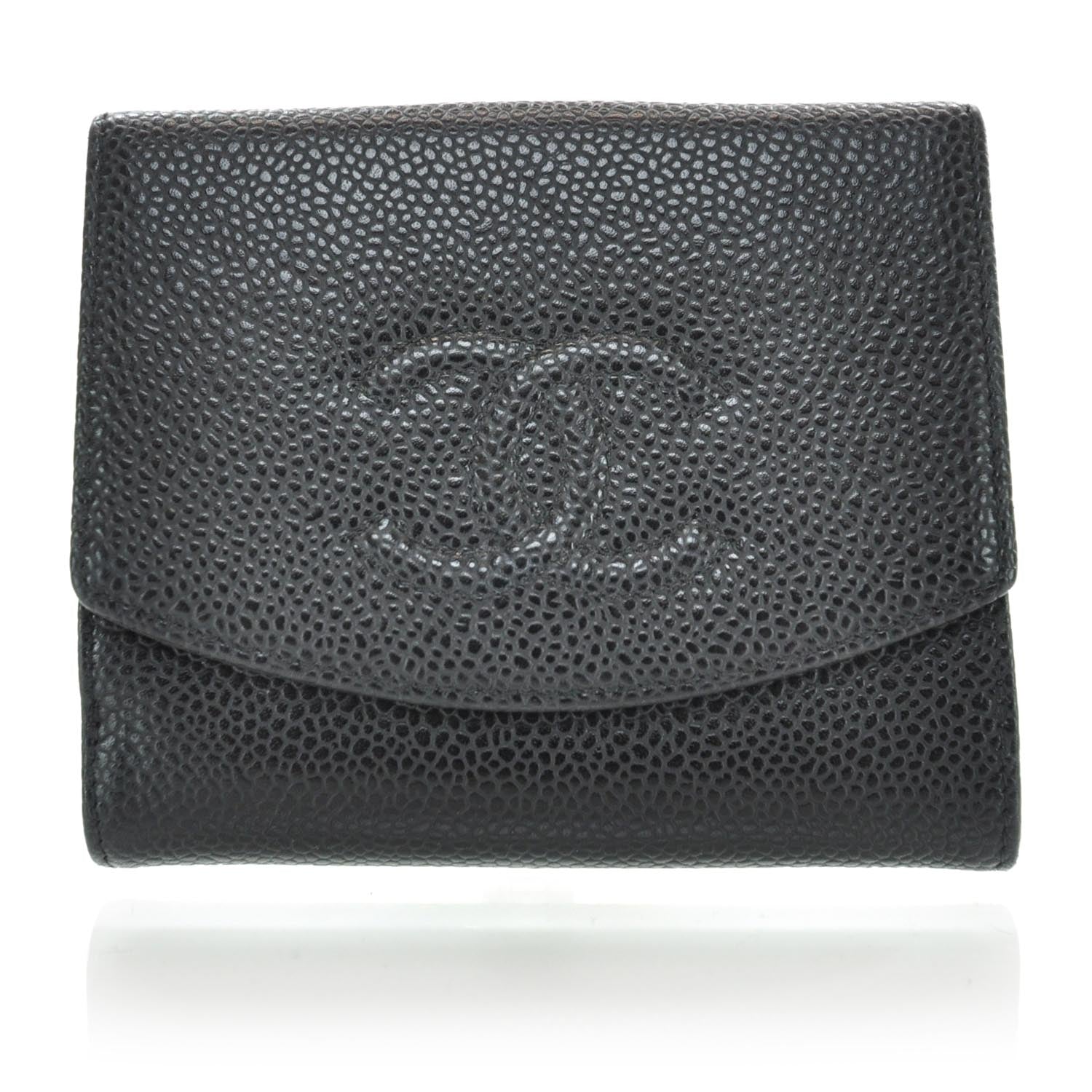 Chanel Caviar Compact CC Bi-Fold Wallet Black 1 of 9