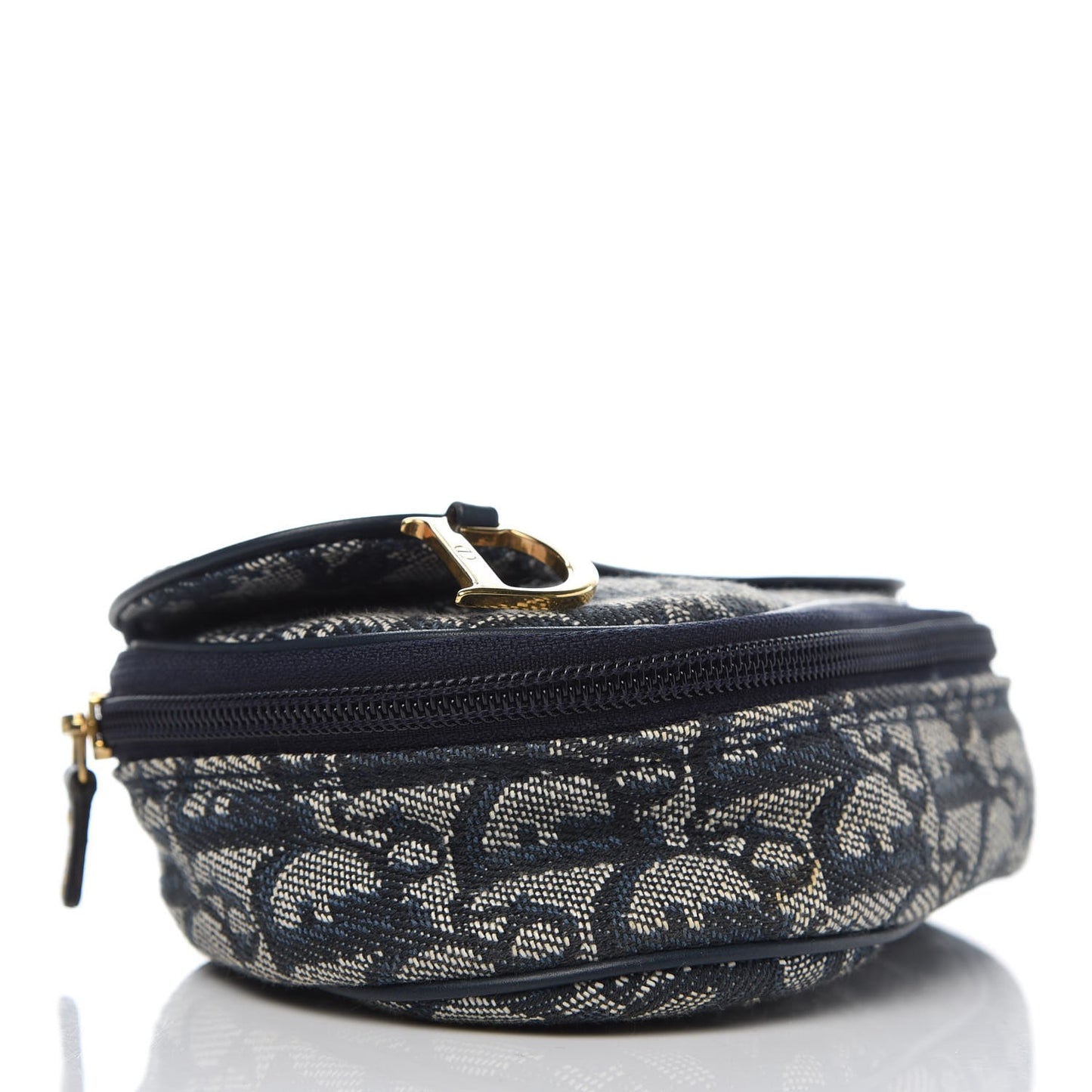 Monogram Mini Saddle Zip Pouch Navy Blue