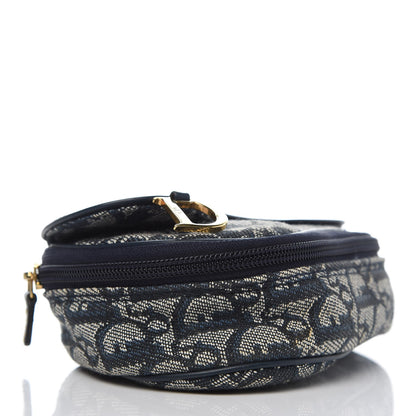 Christian Dior Monogram Mini Saddle Zip Pouch Navy Blue 4 of 8