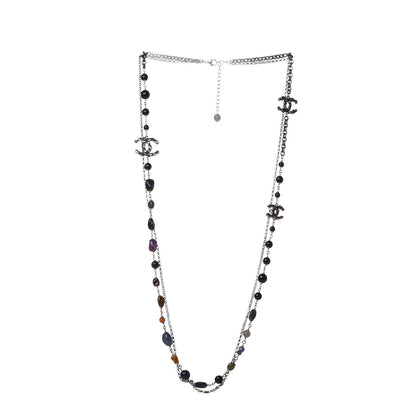 Chanel Beaded Enamel CC Long Necklace Ruthenium Multicolor 3 of 5