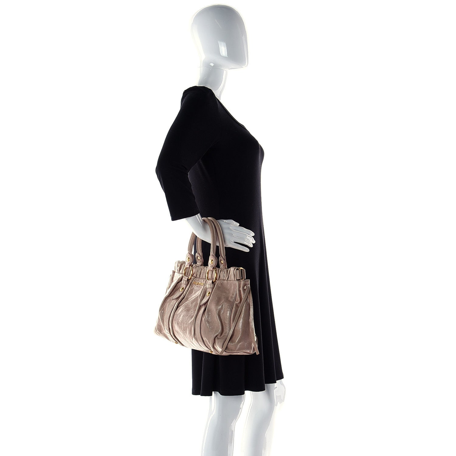 Miu Miu Vitello Shine Top Handle Satchel Mughetto 2 of 16