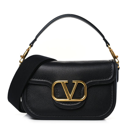 Valentino Garavani Pebbled Calfskin Vlogo Small Top Handle Shoulder Bag Black 1 of 9