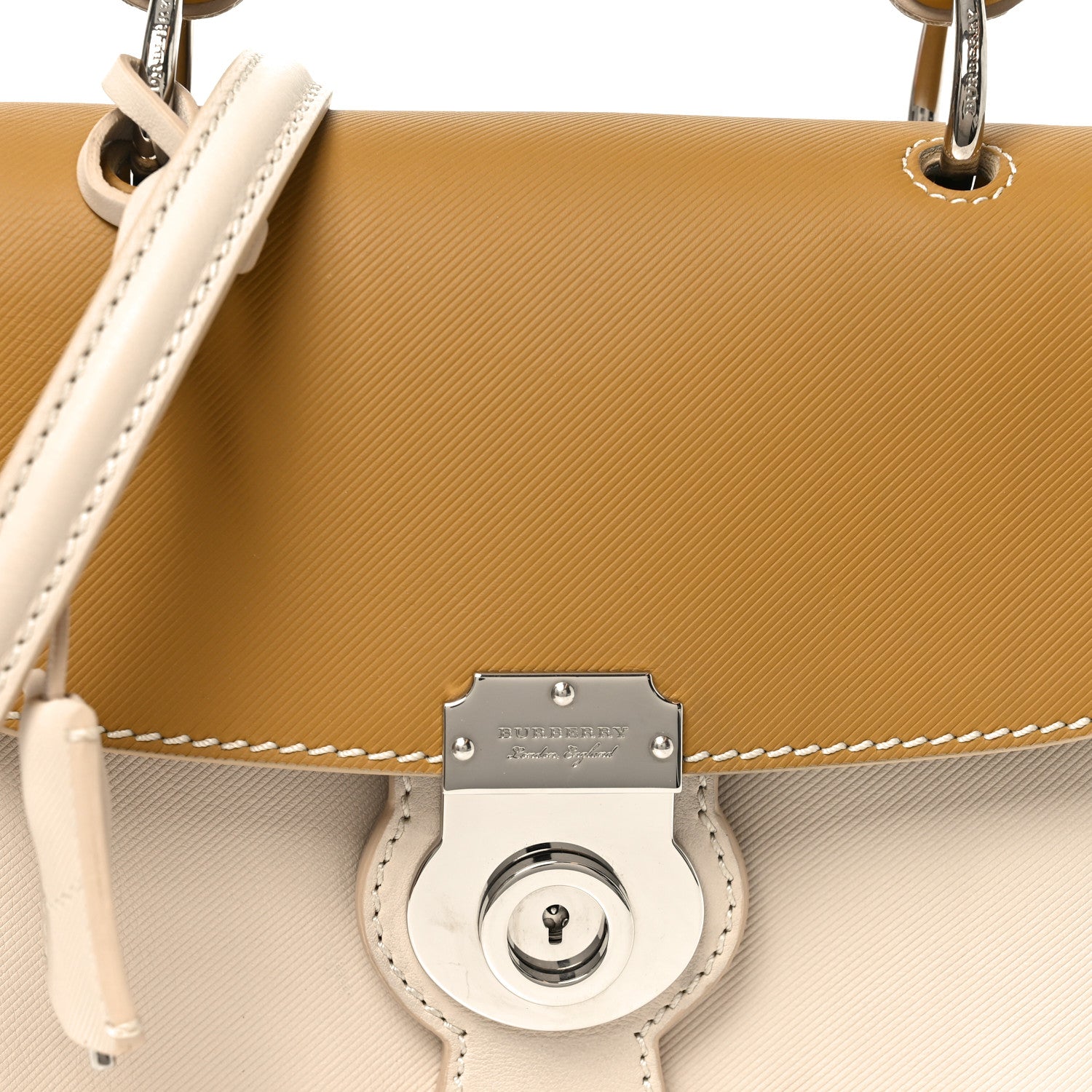 Burberry Trench Calfskin Small DK88 Top Handle Bag Limestome Ochre Yellow 8 of 10