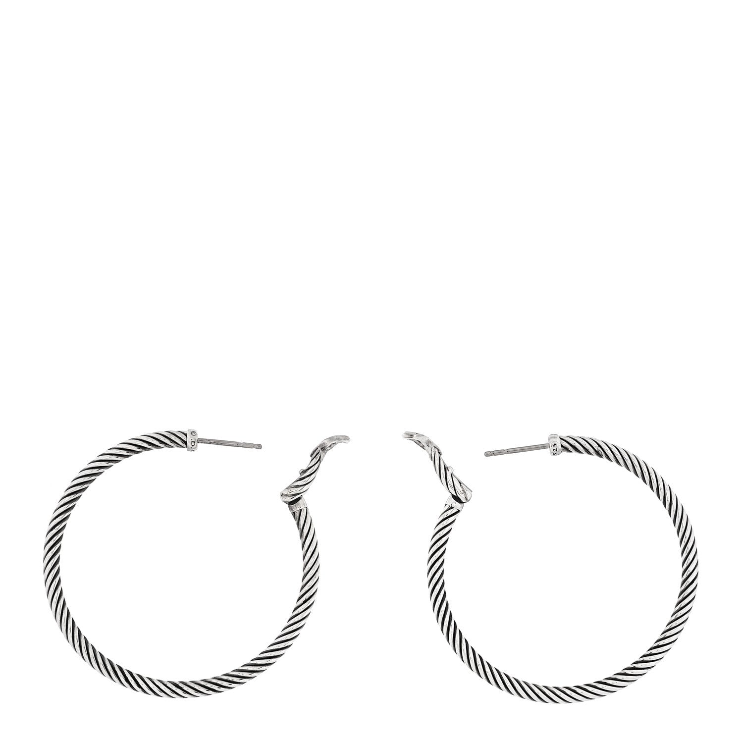 David Yurman Sterling Silver Medium Cable Classics Hoop Earrings 3 of 5