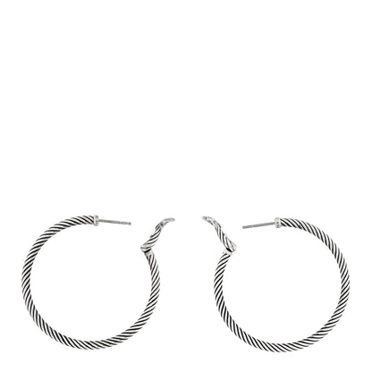 David Yurman Sterling Silver Medium Cable Classics Hoop Earrings 3 of 5