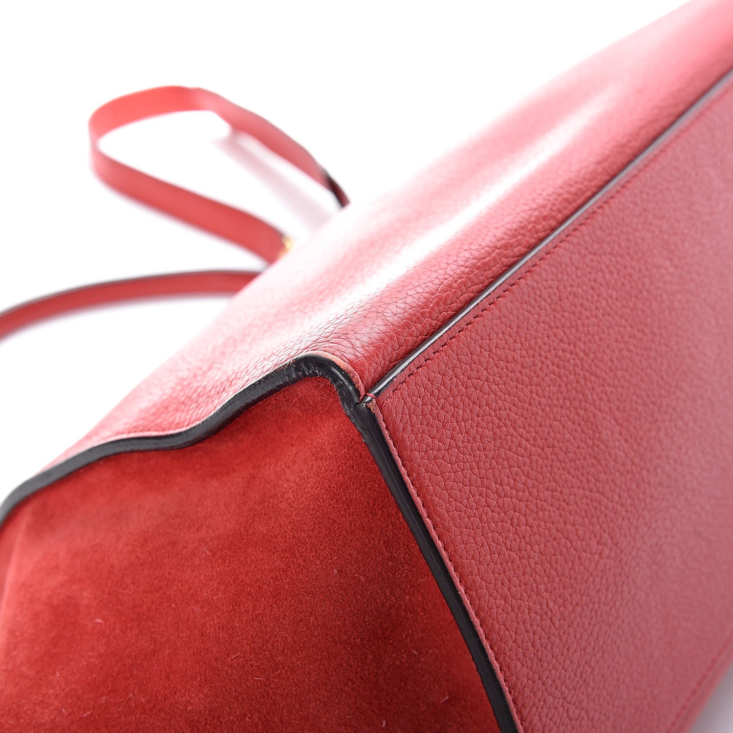 Celine Drummed Calfskin Suede Medium Trapeze Coquelicot 12 of 14