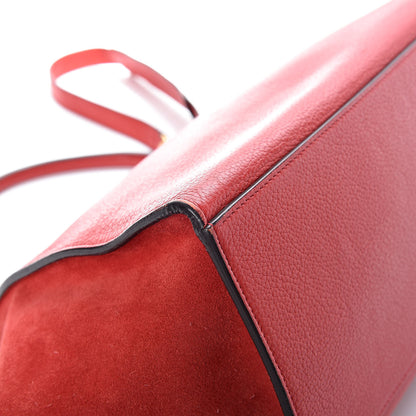 Celine Drummed Calfskin Suede Medium Trapeze Coquelicot 12 of 14