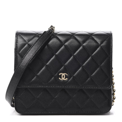Chanel Caviar Quilted Square Wallet On Chain WOC Black 1 of 13