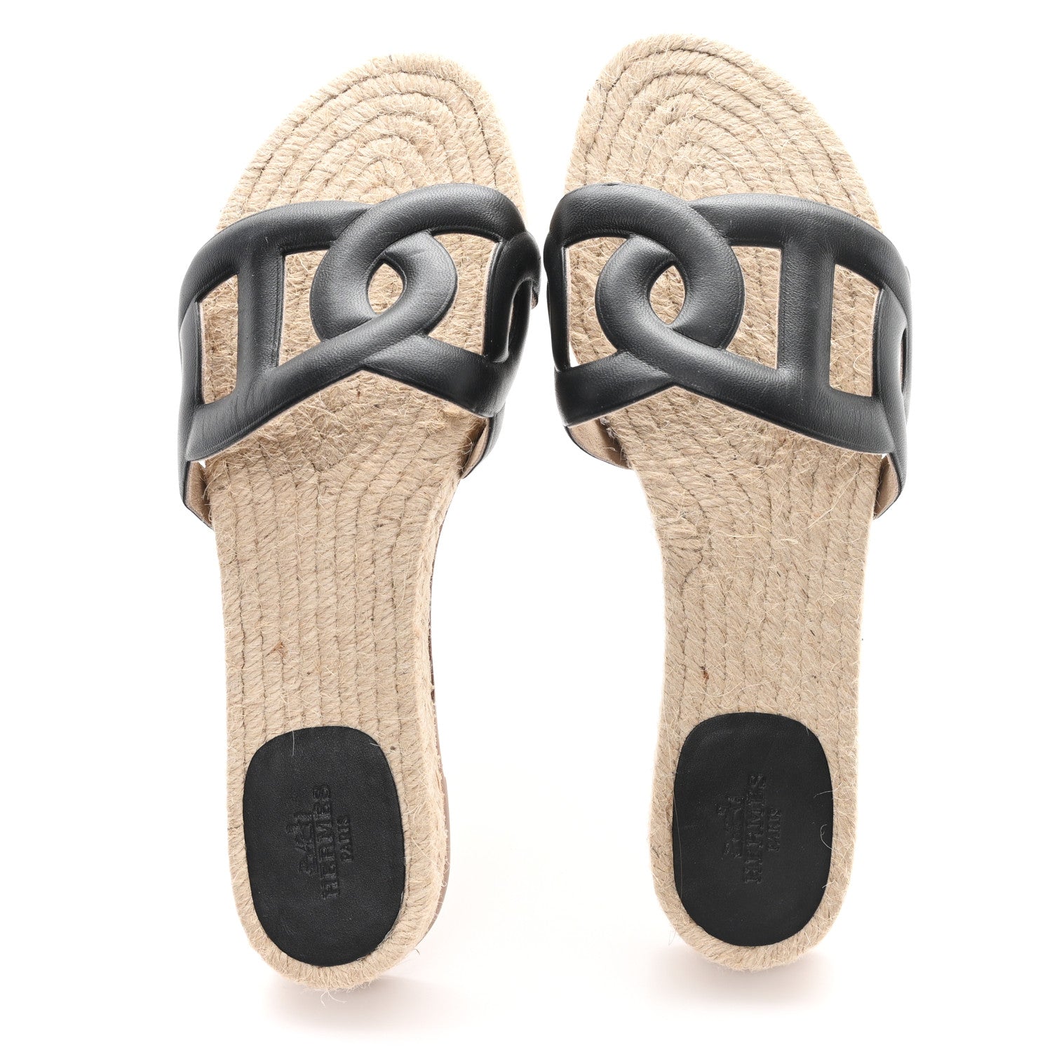 Hermes Nappa Famosa Espadrille Sandals 39 Black 2 of 9