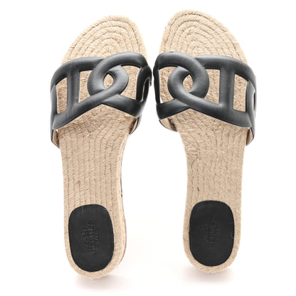 Hermes Nappa Famosa Espadrille Sandals 39 Black 2 of 9