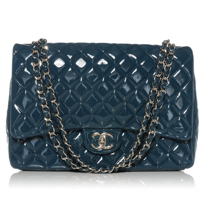 Chanel Patent Maxi Double Flap Blue 1 of 10