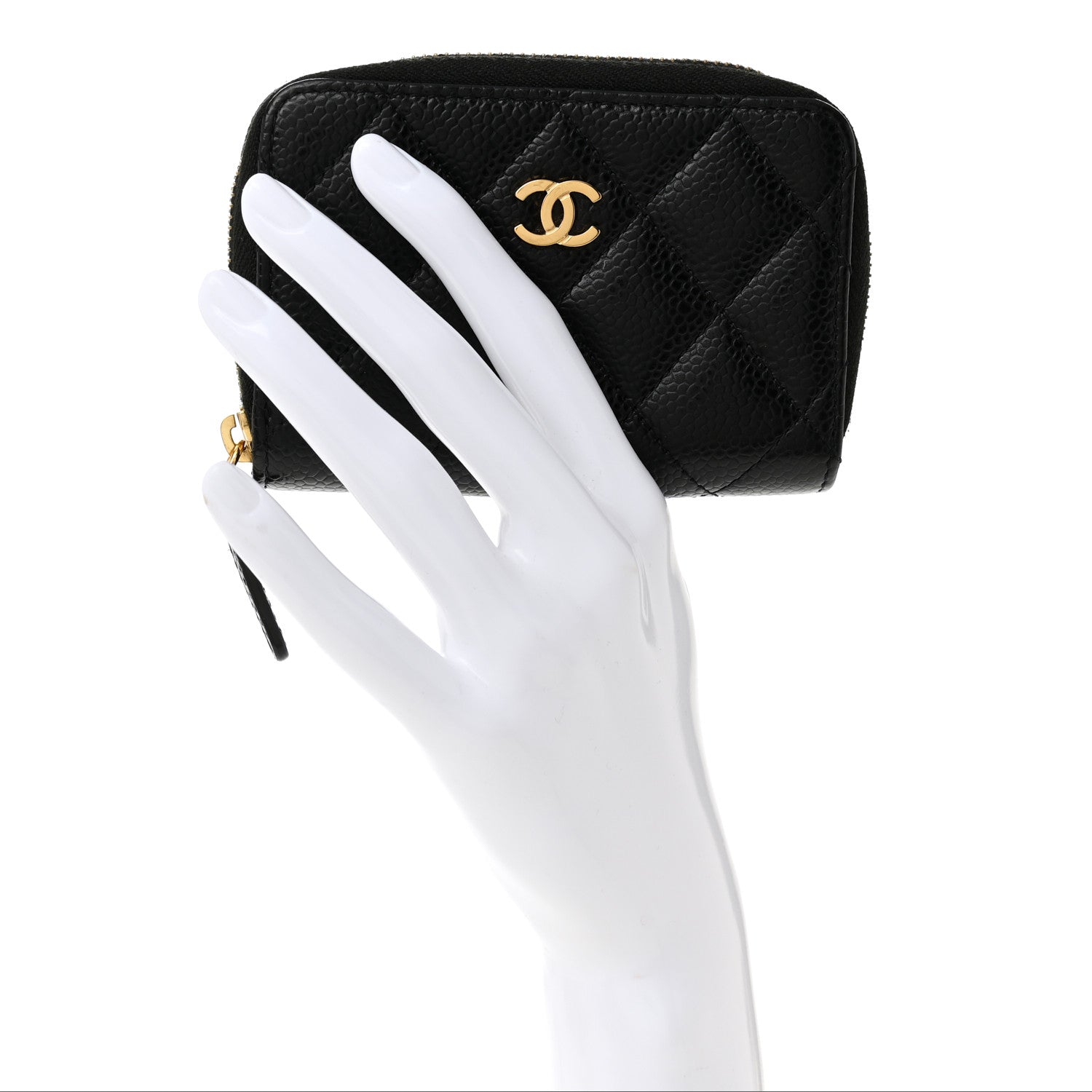 Chanel Caviar Quilted Zip Coin Purse Black 2 of 7