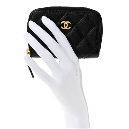 Chanel Caviar Quilted Zip Coin Purse Black 2 of 7