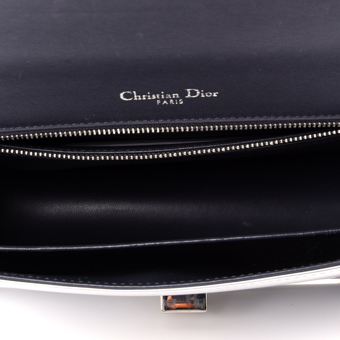 Metallic Patent Micro-Cannage Medium Diorama Flap Bag Silver