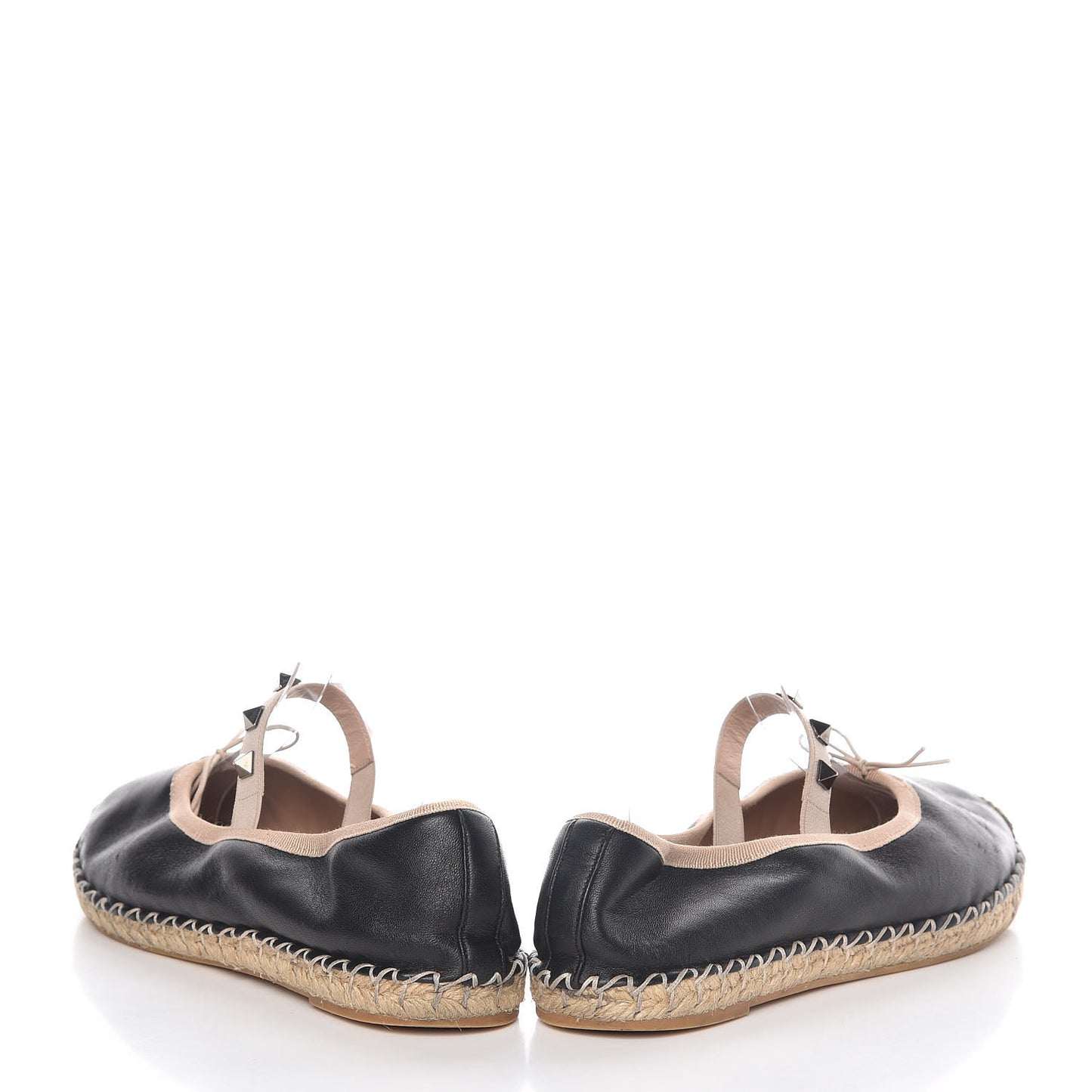 Nappa Rockstud Ballerina Espadrille Flats 36 Black