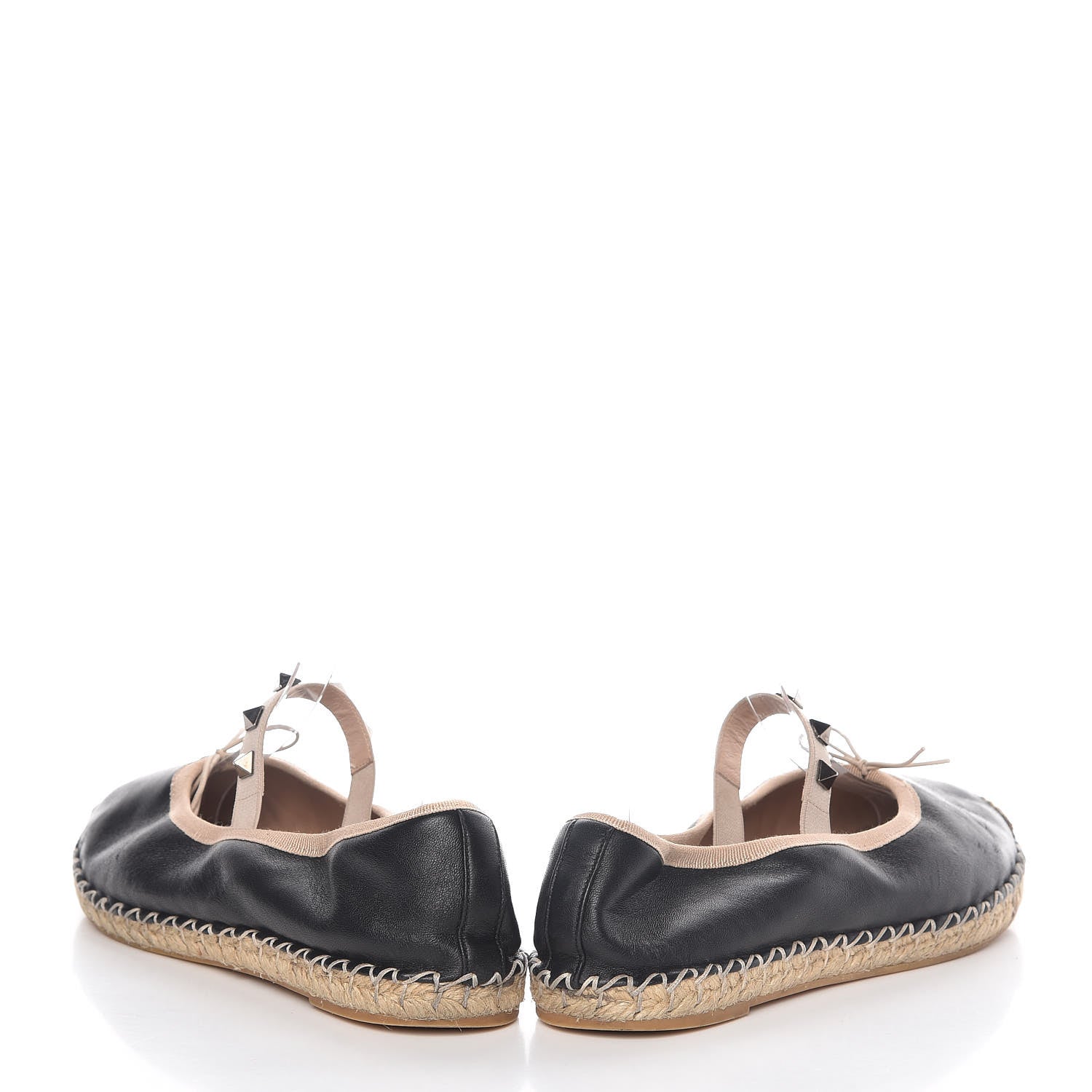 Valentino Garavani Nappa Rockstud Ballerina Espadrille Flats 36 Black 5 of 18