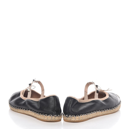 Valentino Garavani Nappa Rockstud Ballerina Espadrille Flats 36 Black 5 of 18