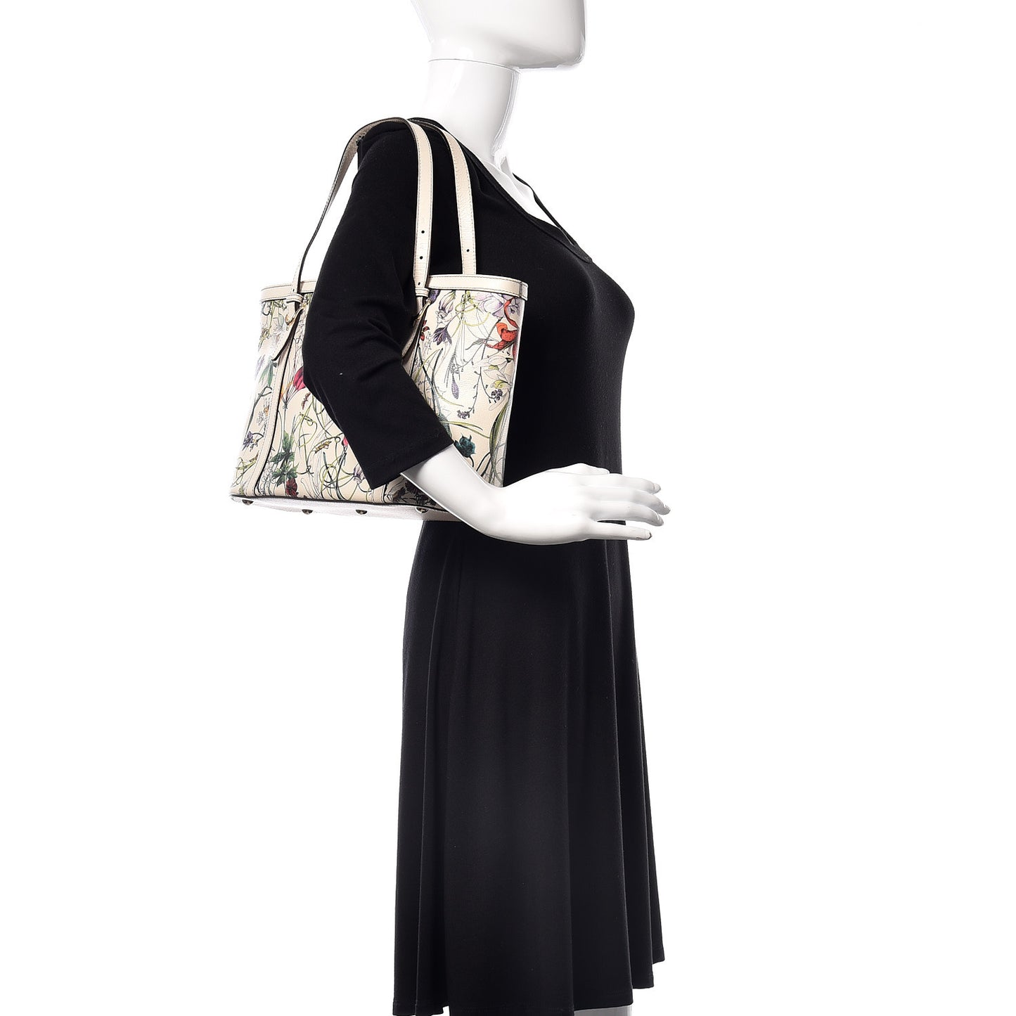 Calfskin Flora Infinity Small Nice Tote Off White