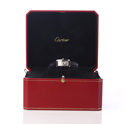 Cartier Stainless Steel Alligator 15mm Tank Americaine Quartz Watch Blue 8 of 8