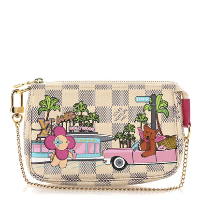 Louis Vuitton Damier Azur 2021 Christmas Animation Hollywood Mini Pochette Accessories Fuchsia 1 of 7