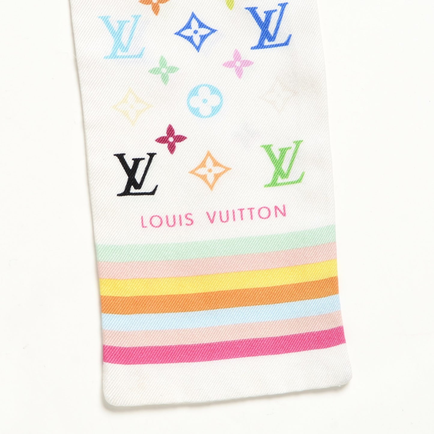 Silk Monogram Multicolor Bandeau White