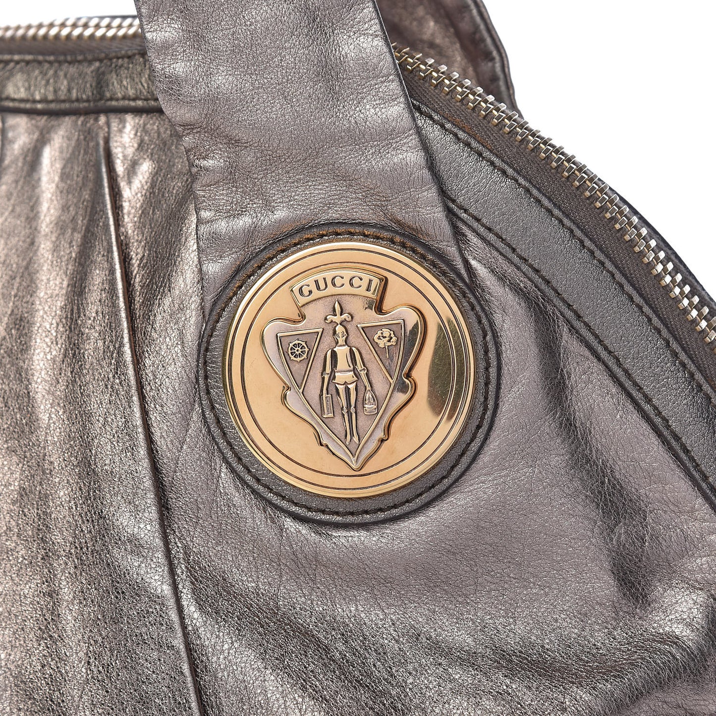 Metallic Calfskin Medium Hysteria Top Handle Bag Gold