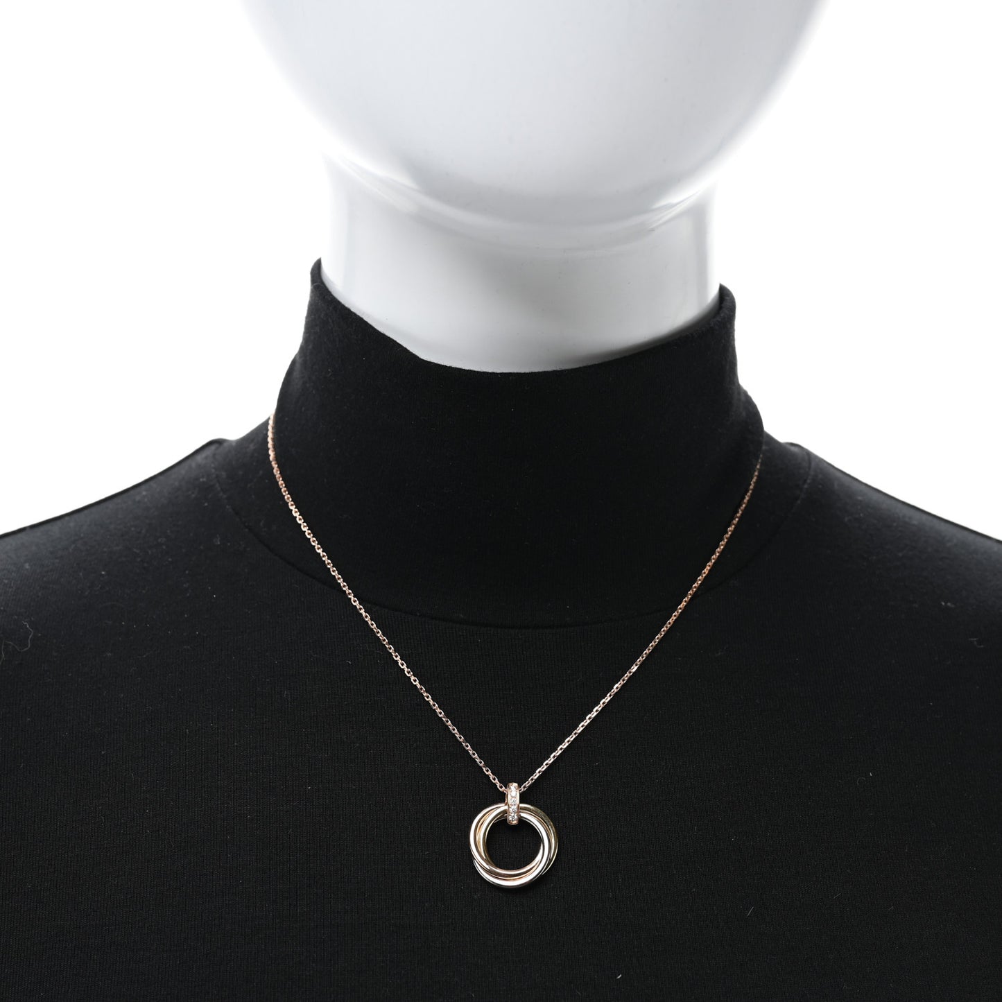 18K Pink White Yellow Gold Diamond Trinity Pendant Necklace