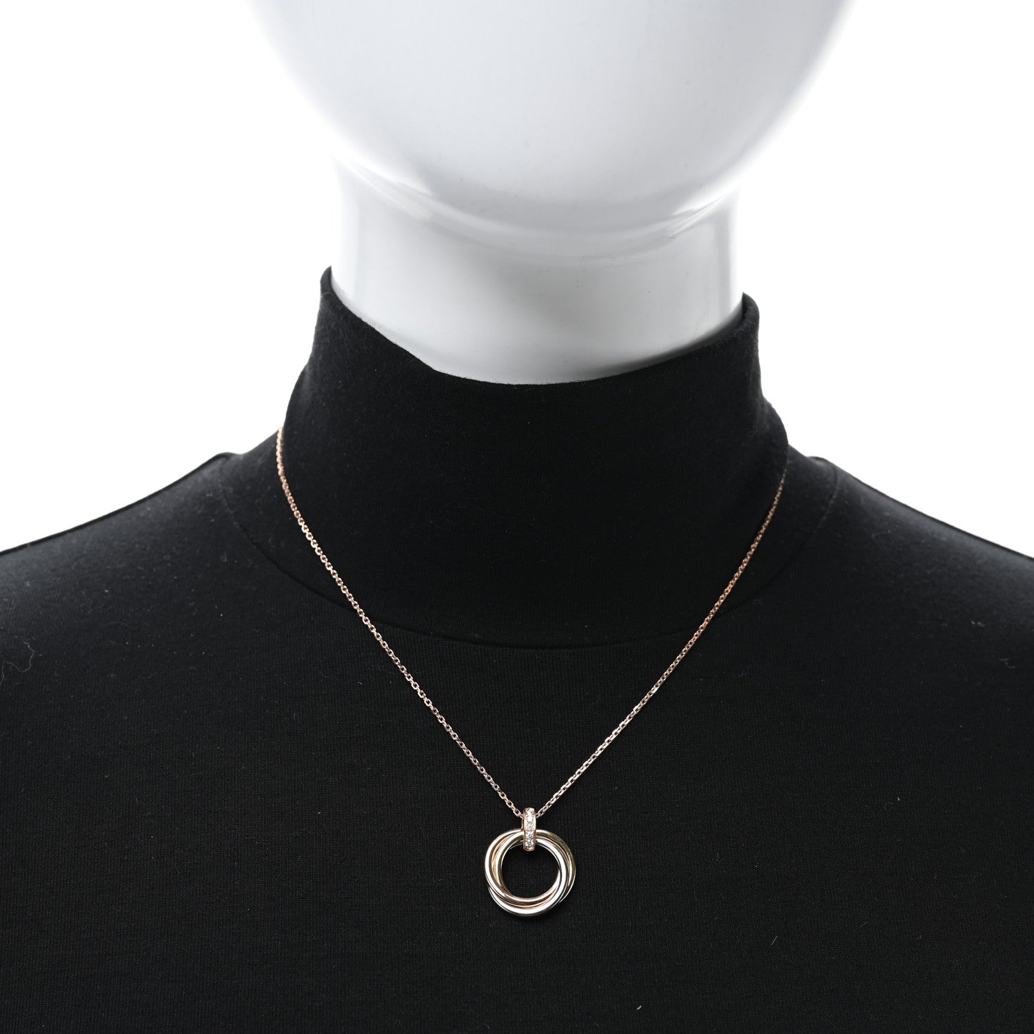 Cartier 18K Pink White Yellow Gold Diamond Trinity Pendant Necklace 2 of 4
